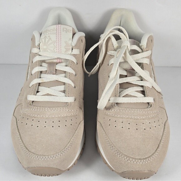 Reebok Classic Leather Womens Beige Running Lace Up Shoes Sneakers 7.5 - Picture 4 of 8